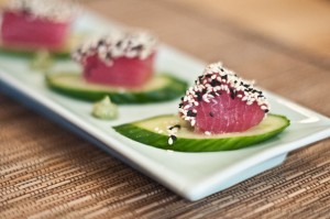 food appetizers cooking tuna cucumber sesame seeds oriental delicious